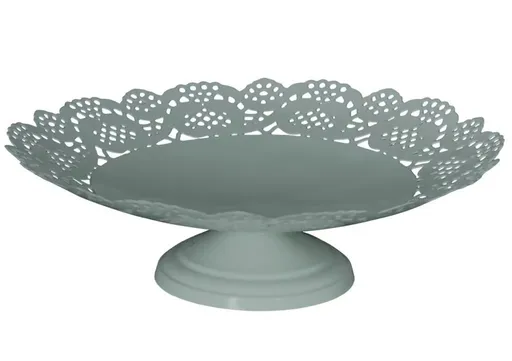 Zelený kovový dekorativní podnos na noze Maja green - Ø 30*9 cm Strömshaga