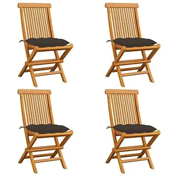 SHUMEE Židle zahradní s taupe poduškami teak 3062591 - 4ks v balení (3062591)