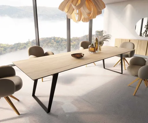 Jídelní stůl Edge 300x100 keramika Laminam® Sabbia kovová