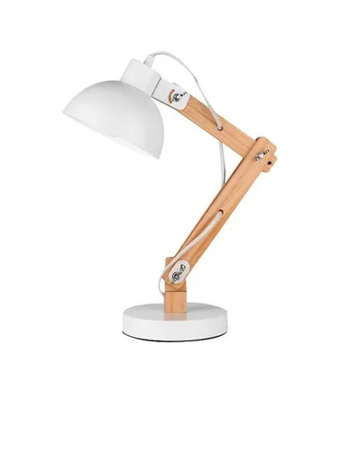 NOVA LUCE stolní lampa LILA bílý kov a přírodní dřevo E27 1x12W 230V IP20 bez žárovky 671601