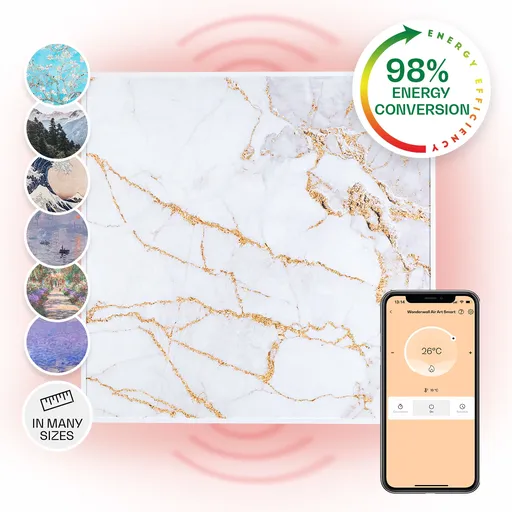 Klarstein Wonderwall Air Art Smart, infračervený ohřívač, 60 x 60 cm, 350 W, mramor I