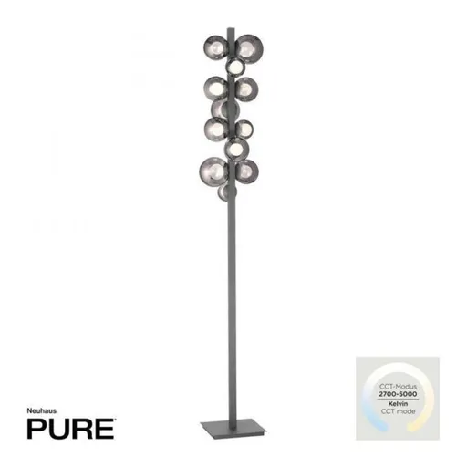 PAUL NEUHAUS LED stojací svítidlo PURE Popup stmívatelné CCT 2700-5000K platina / kouřová / satin 557-15