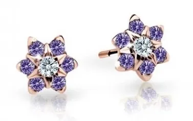 Cutie Jewellery Půvabné dětské náušnice z růžového zlata C2152-30-X-4 fialová