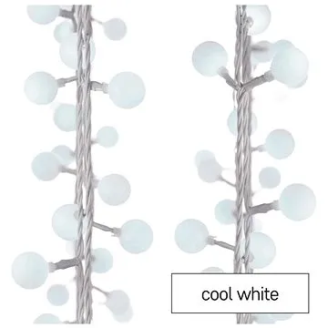 EMOS LED světelný cherry řetěz – kuličky 2,5 cm, 4 m, venkovní i vnitřní, studená bílá, časovač (D5AC01)