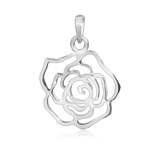 Stříbrný přívěsek 925 - lesklý obrys růže