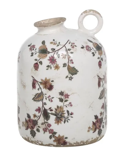 Keramická váza s ouškem a květy Nancy - Ø 12*18 cm Chic Antique