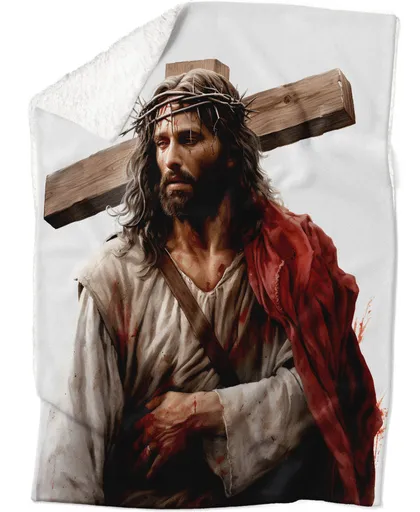 Deka Ježíš a kříž (Podšití beránkem: ANO)