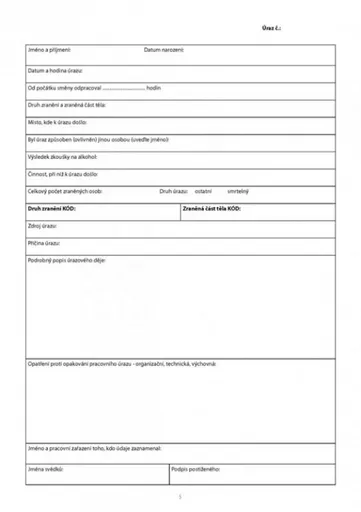 Tiskopis Kniha úrazů A4 12 listů OPTYS