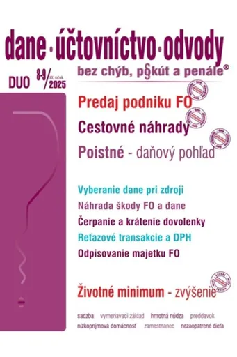 DUO 8-9/2025 – Dane, účtovníctvo, odvody bez chýb, pokút a penále