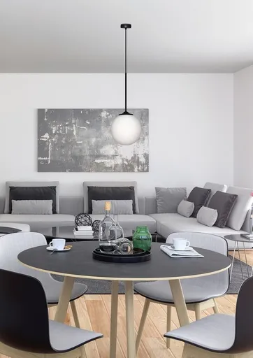 Závěsná lampa černá/bílá koule 20cm Glasgow Ledea