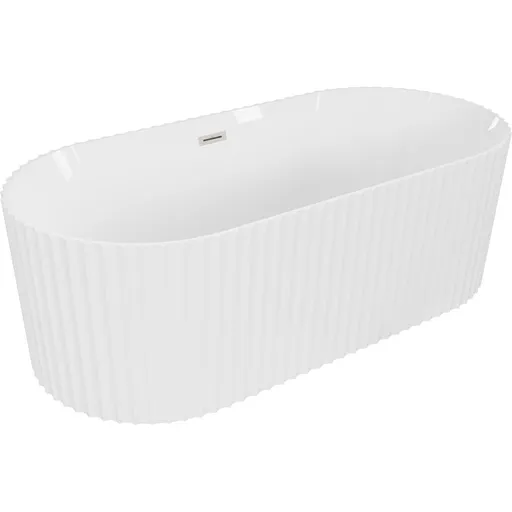 MEXEN/S Paola volně stojící vana reliéf 150 x 75, bílá lesk, sifon a přepad nikl kartáčovaný 52721507500-97
