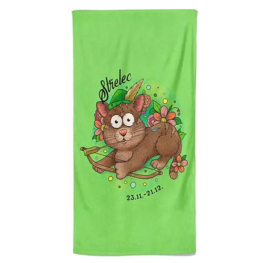 Osuška Kočičí znamení – střelec (Velikost osušky: 100x170cm)