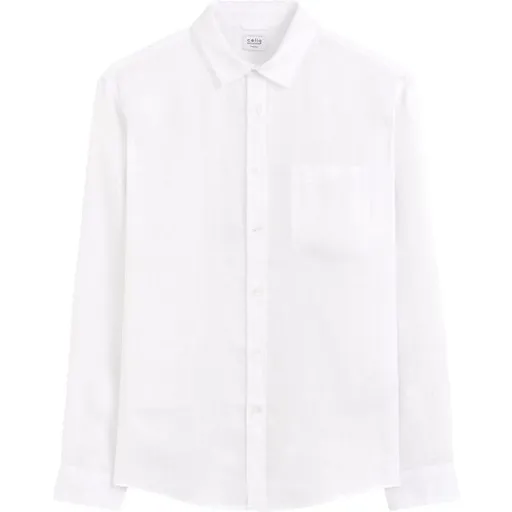 CELIO DAFLIX Pánská lněná košile, bílá, velikost