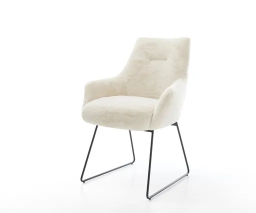 Jídelní židle Alja-Flex s područkami plyšový manšestr krémovo