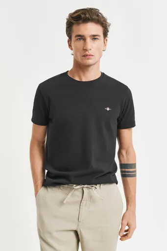 TRIČKO GANT SLIM PIQUE SS T-SHIRT BLACK