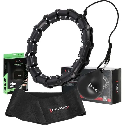 HMS SET HHW11 PLUS SIZE + BR163 PLUS SIZE Sada masážní obruče se závažím a zeštíhlujícího pásu, černá, velikost