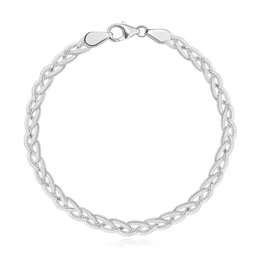 Náramek ze stříbra 925 - motiv copu ze tří pruhů, zvlněný design