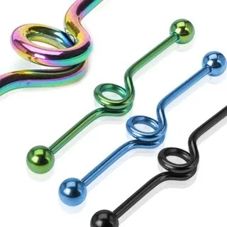 Piercing do ucha - anodizovaná stočená činka - Barva piercing: Černá