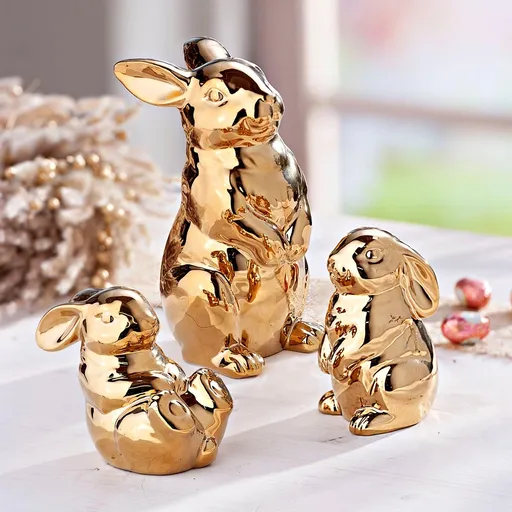 Weltbild Dekorativní figurky Zlatí králíci, sada 3 ks