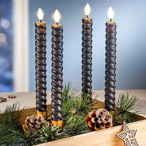 Weltbild LED Voskové svíčky Twist, 4 ks, antracit