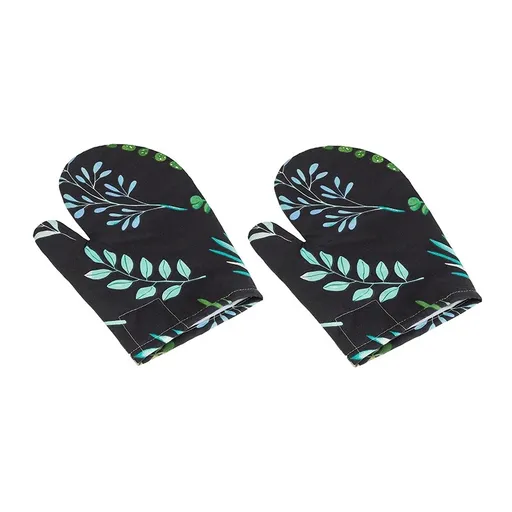 Bellatex Kuchyňská chňapka Lístky černá, 28 x 18 cm, 2 ks