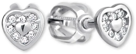 Soliter Zlaté náušnice Srdíčka s krystaly 239 001 00724 07
