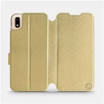 Flipové pouzdro na mobil Huawei Y5 2019 v provedení  Gold&Gray s šedým vnitřkem (5903226919499)