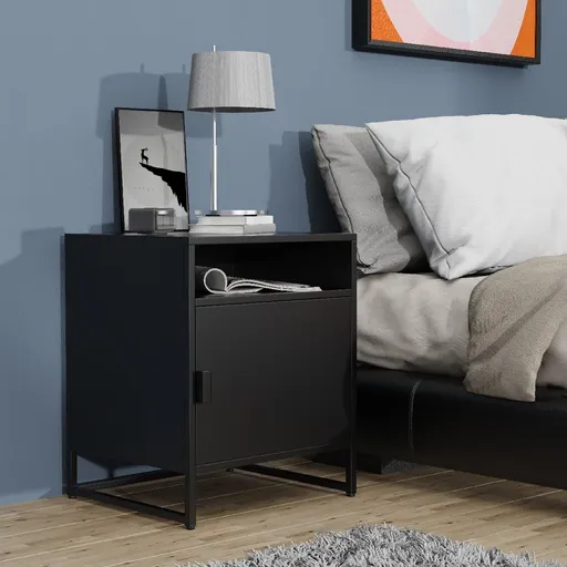 VCM Noční stolek „Flokas L“, černý