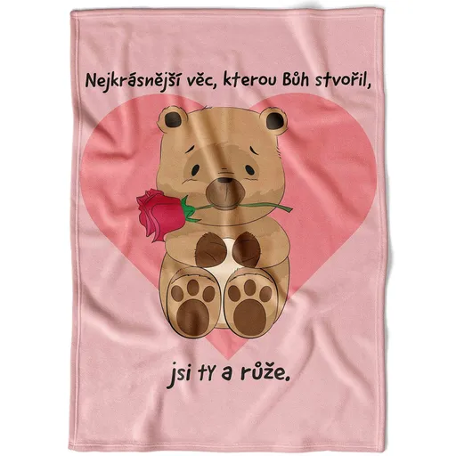 Deka Medvídek s růží (Podšití beránkem: NE)