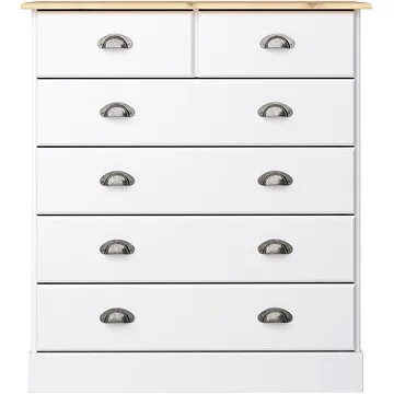 Tvilum Bílá komoda s kovovými úchyty - Nola 013, šířka 82 cm (14156)