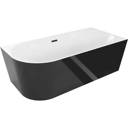 MEXEN/S Mia volně stojící rohová vana pravá 140 x 75, bílá/černá, sifon a přepad černá 52691407575P-70