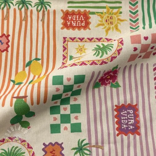 Dekorační látka Linenlook Pura Vida Patch digital print