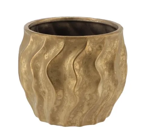 Zlatý antik keramický obal na květináč Karbala - Ø 15*13cm daan kromhout