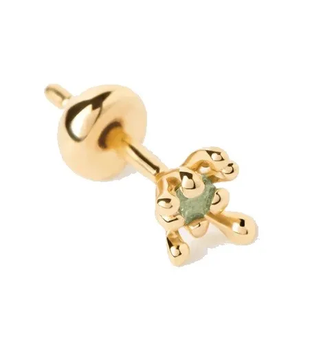 PDPAOLA Pozlacená single náušnice Green Fleur Colors PG01-320-U