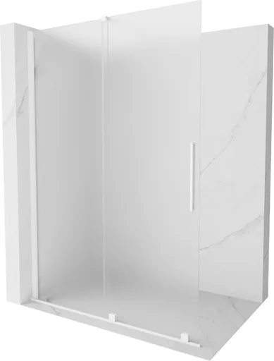 MEXEN/S Velar Sprchová zástěna posuvná Walk-in 130 x 200, dekor 8 mm, bílá 871-130-000-33-20