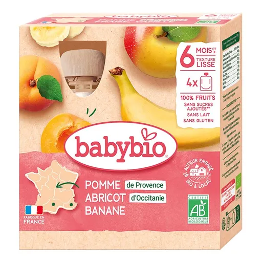Babybio Jablko, meruňka a banán kapsička 4x90 g