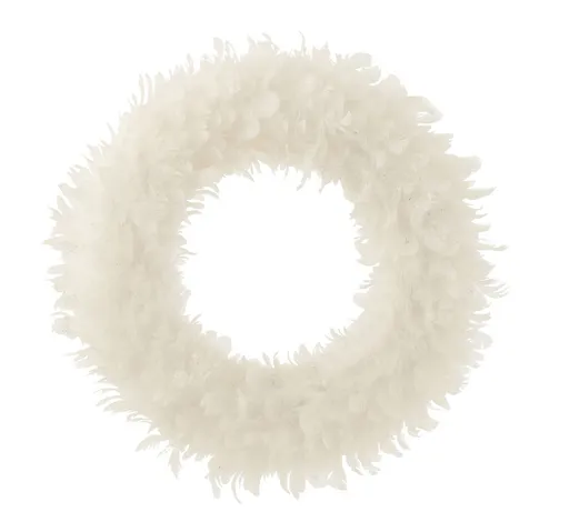 Bílý peříčkový věnec se třpytkami Wreath glitt - Ø 50*6 cm J-Line by Jolipa
