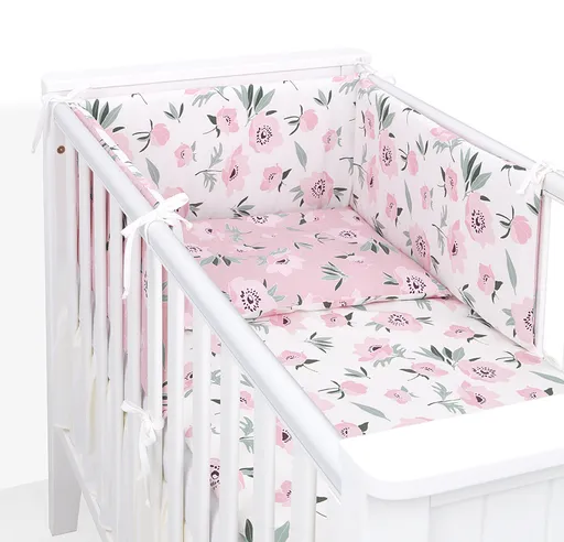 Mamo Tato Mantinel s povlečením do postýlky, 3D sada Bavlna, Růže,  135x100 cm