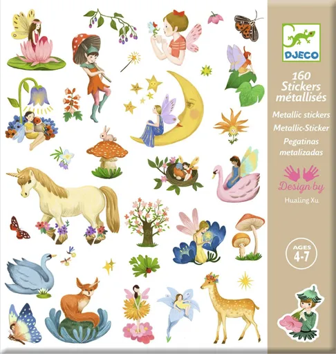 Samolepky metalické - Víly a jednorožci