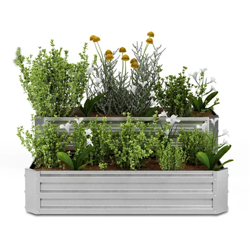 Blumfeldt High Grow vyvýšený záhon, 2 úrovně, odolný vůči povětrnostním vlivům, odolný vůči korozi, robustní, 405 L