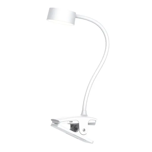 Solight LED stolní nabíjecí lampička, 2W, 210lm, 3CCT, bílá, clip WO3001-W