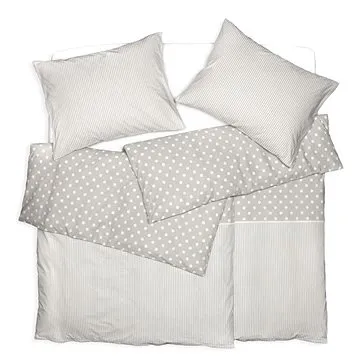 SCANquilt povlečení KLASIK DESIGN dots & stripes béžovobílá (32470)