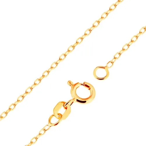 Řetízek ve žlutém 18K zlatě - hladká oválná očka, vzor Rolo, 500 mm