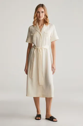 ŠATY GANT REG POCKET DRESS CREAM
