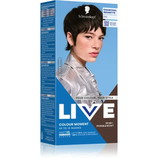 Schwarzkopf LIVE Colour Moment semipermanentní barva na vlasy odstín 010 Charcoal Brunette 50 ml