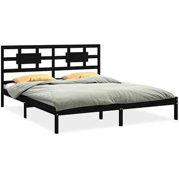 Rám postele černý masivní dřevo 180 × 200 cm Super King, 3105684 (3105684)