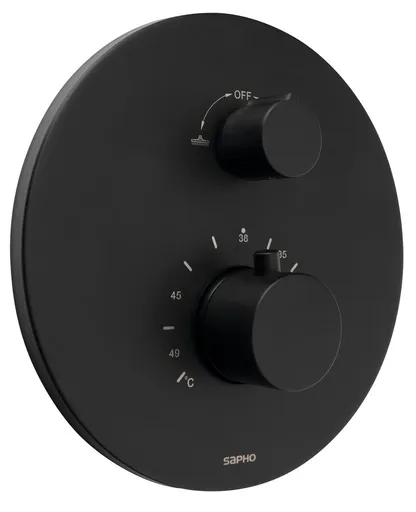 SAPHO Podomítková sprchová termostatická baterie, box, 2 výstupy, černá mat RH396B