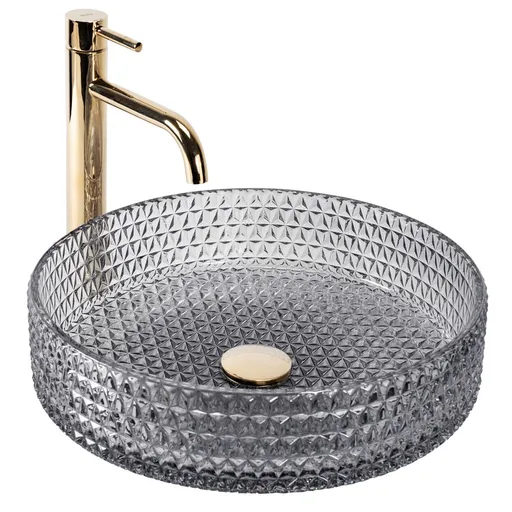 REA Umyvadlo na desku Cristal Grey 39 nikl Ring REA-U8880