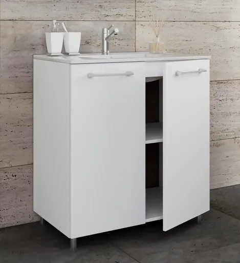 VCM 2dílná stojací umyvadlová skříňka Badinos 2 dveře 80 cm, bílá