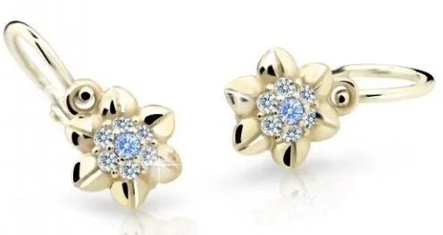 Cutie Jewellery Roztomilé dětské náušnice ze žlutého zlata C2202-10-X-1 světle modrá